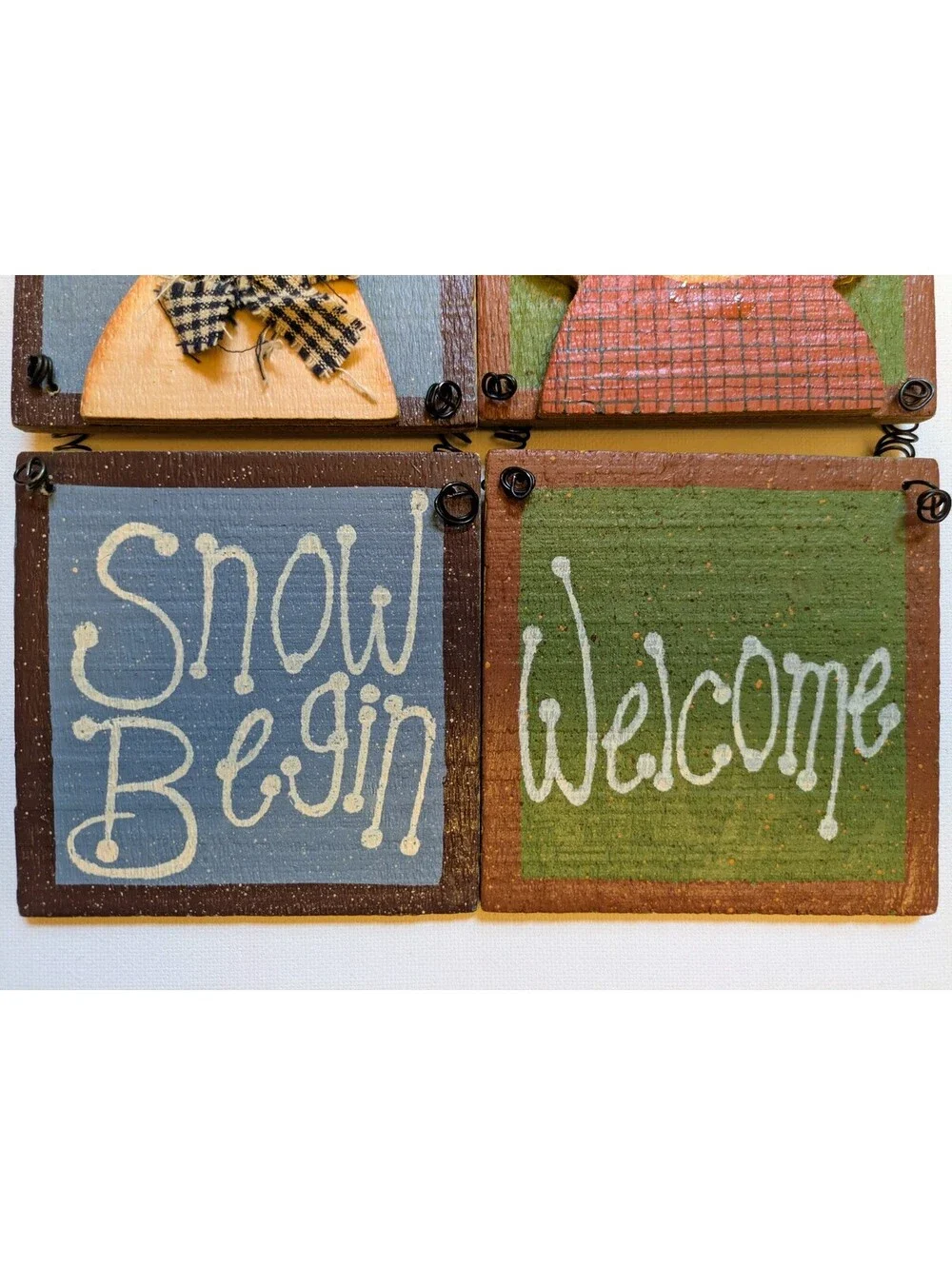 Crazy Mountain Primitive Wood Autumn & Winter Door Hanging Welcome Signs
